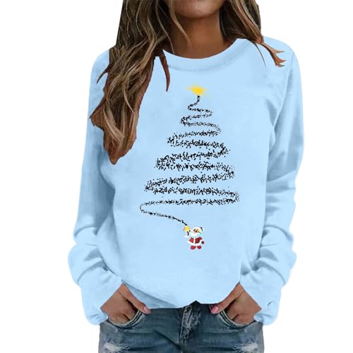 Generisch Damen Sweatshirt mit Weihnachtsbaum-Motiv - Langarmshirt mit...