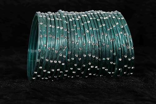 Glass Bangles with Zircon Stone Set for Daily use & Parties