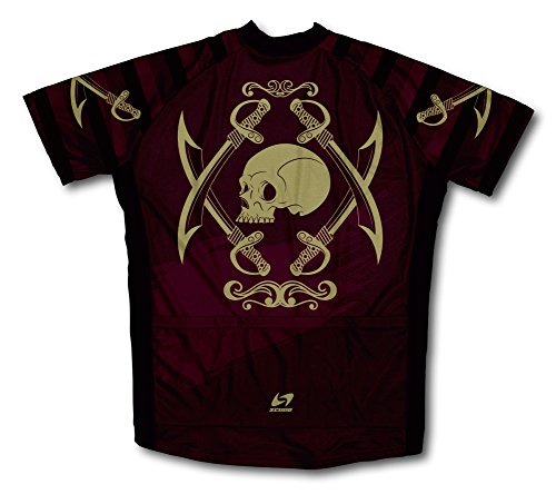 ScudoPro Road Pirates Short Sleeve Cycling Jersey for Men - Size 4XL Black