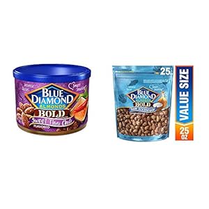 Blue Diamond Almonds, Bold Sweet Thai Chili, 6 Ounce with Blue Diamond Almonds Bold Salt and Vinegar, 25 Ounce