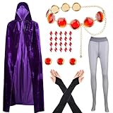 Matiniy 8 PCS Halloween Cosplay Costume Set Include Velvet Cloak Waist Belt Pantyhose Gloves Sticker for Women Anime Dress Up