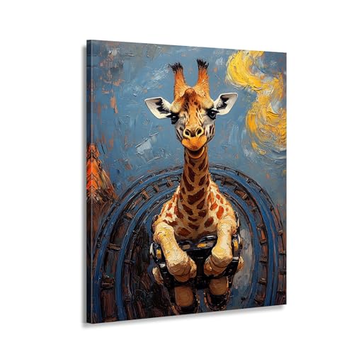 Toile murale girafe 100x160 cm art abstrait pour décoration de chambre d'enfant