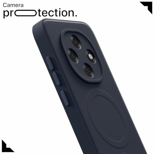 Image of Outlouders Back Cover for Oppo F31 Pro Plus 5G Soft Matte Silicone Cover with Slim Fit | Mag-Safe Logo (Not Mag-Safe Compatible) | Shockproof | Camera Protection Bumper Case (Blue)