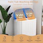 Zynkez laveuse portable, 14Lbs laveuse la baignoire jumelée compacte, semi-automatique 9Lbs Lave-linge et 5Lbs Spinner Combo pour Appartements, Dorms, RVs