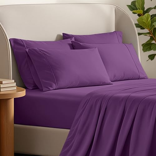Image of Bare Home Microfiber Bulk Pillow Cases - Standard /Queen Size Set of 4 - Cooling Pillowcases - Double Brushed - Plum Pillowcases 4 Pack - Easy Care (Standard - 4 Pack, Plum)