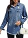 Bosmeer Women's Denim Jacket Boyfriend Washed Distressed Long Sleeve Denim Shirts for Women Frayed Hem Jean Jackt Coat Early Fall Fashion Clothing