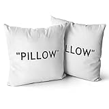 Snycler Hypebeast Room Decor,Off White Inspired Pillow Quotation Decorative Set of 2 Throw Pillow Cover,Sneakerhead Decor,Square Cushion Case for Home Sofa Couch Decoration 18'×18'