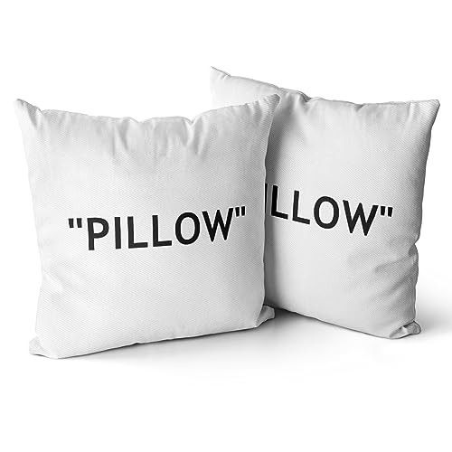 Snycler Hypebeast Room Decor,Off White Inspired Pillow Quotation Decorative Set of 2 Throw Pillow Cover,Sneakerhead Decor,Square Cushion Case for Home Sofa Couch Decoration 20"×20"
