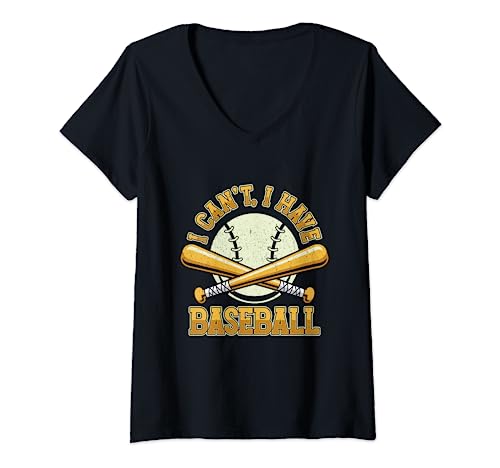 Funny I Can't I Have Baseball | Catcher Pitcher Batter V-Neck T-Shirt