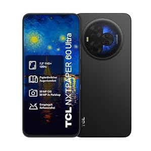 TCL NXTPAPER 60 Ultra 5G Android-Smartphone, 7, 2 Zoll FHD+ 120 Hz NXTPAPER Display, 12 GB RAM + 256 GB ROM, Smartphone mit Augenschutz, papierähnliches Display, 5200-mAh-Akku, Nebula Black