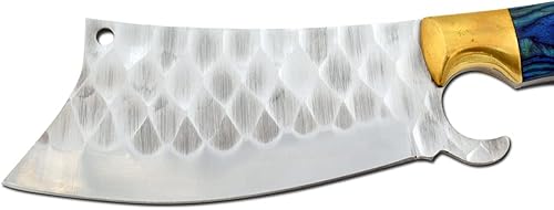 Miniatura 3 de Wild Turkey Handmade Cuchillo de cocina de acero inoxidable 440 de 10 pulgadas con borde afilado de larga duración y mango de madera cómodo, para