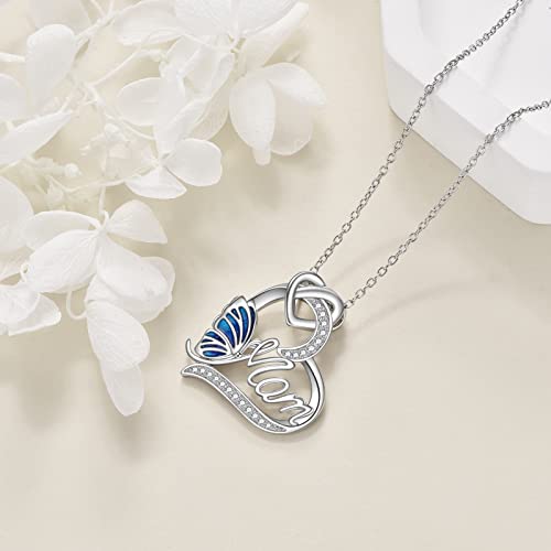 Vonala Mother Daughter Necklace 925 Sterling Silver Mom Necklace Butterfly Love Heart Pendant Necklaces Mother Day Jewelry Gifts For Mama Grandma Wife #TOP2