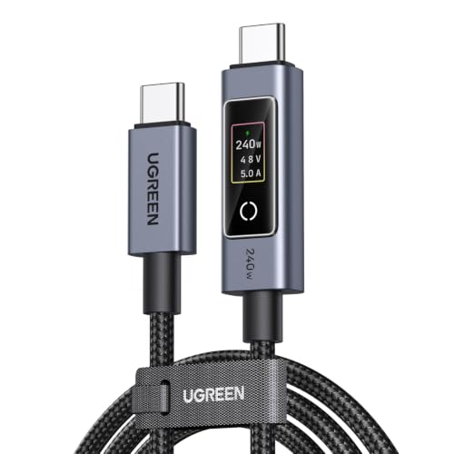 UGREEN Nexode 240W USB-C to USB-C Cable with TFT Smart Display, 3.3ft