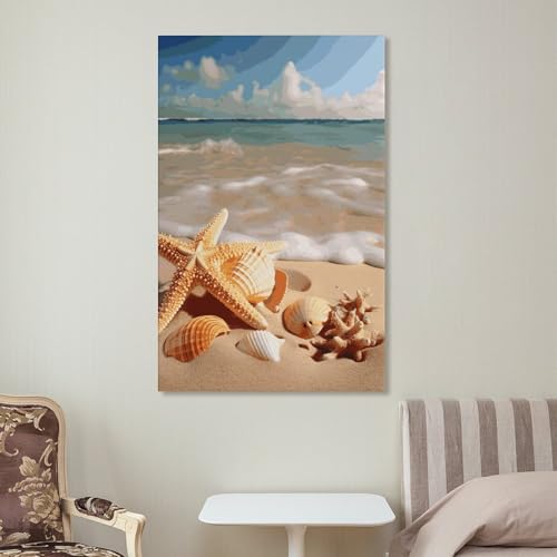 Impression sur toile haute définition étoile de mer et coquillages d'exception - 7