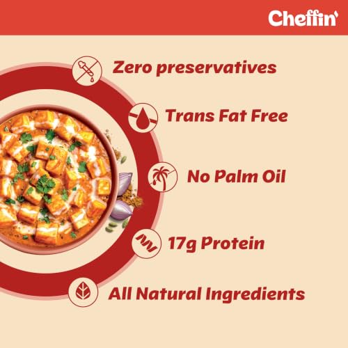 Image of Cheffin' Shahi Paneer Masala, 285g | Chef Curated Gourmet Cooking Kit | Cooks 150-200g Paneer | Ready in 10 Min | 100% Natural, No Preservatives | Just Add Fresh Paneer |Serves 2-3