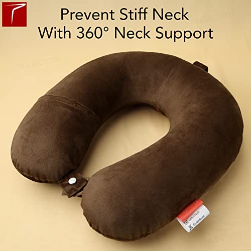 Image of Trajectory Supercomfy Brown Neck Pillow Rest Cushion for Travel in Flight car Train Airplane with 2 Years Warranty for Men and Women(Pack of 2)