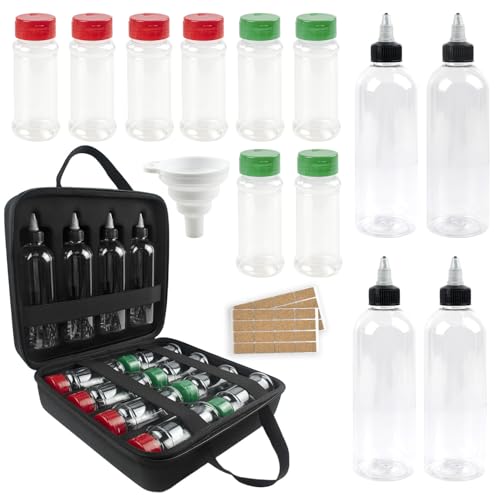 Camping Portable Spice Set with 12 Spice Containers Storage Bottle Pepper & Salt Spice Shakers...