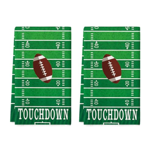 Artoid Mode Green Touchdown Football Kitchen Towels Dish Towels 18x26 Inch Farmhouse Fall Decoration Hand Towels Set of 2