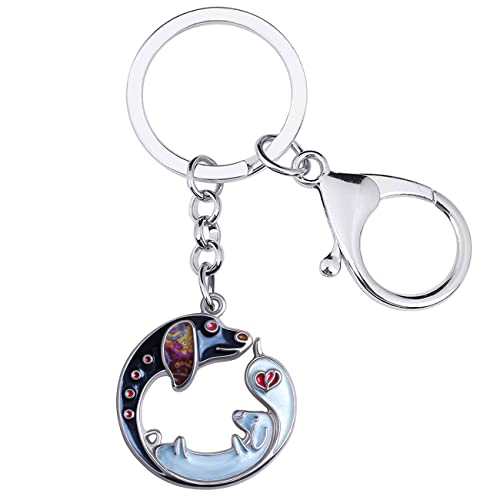Porte-clés teckel de qualité supérieure en émail gris, bijou de chien pour femme