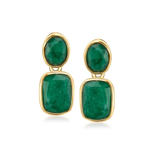 Ross-Simons 5.00 ct. t.w. Emerald Drop Earrings in 18kt Gold Over Sterling