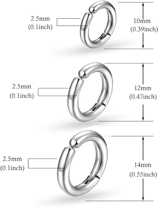 Image of El Regalo 3 Pairs of Unisex Non-Piercing, Clip On Earrings for Girls /Boys /Men /Wome- Surgical Stainless Steel Hypoallergenic Huggie Fake Earrings