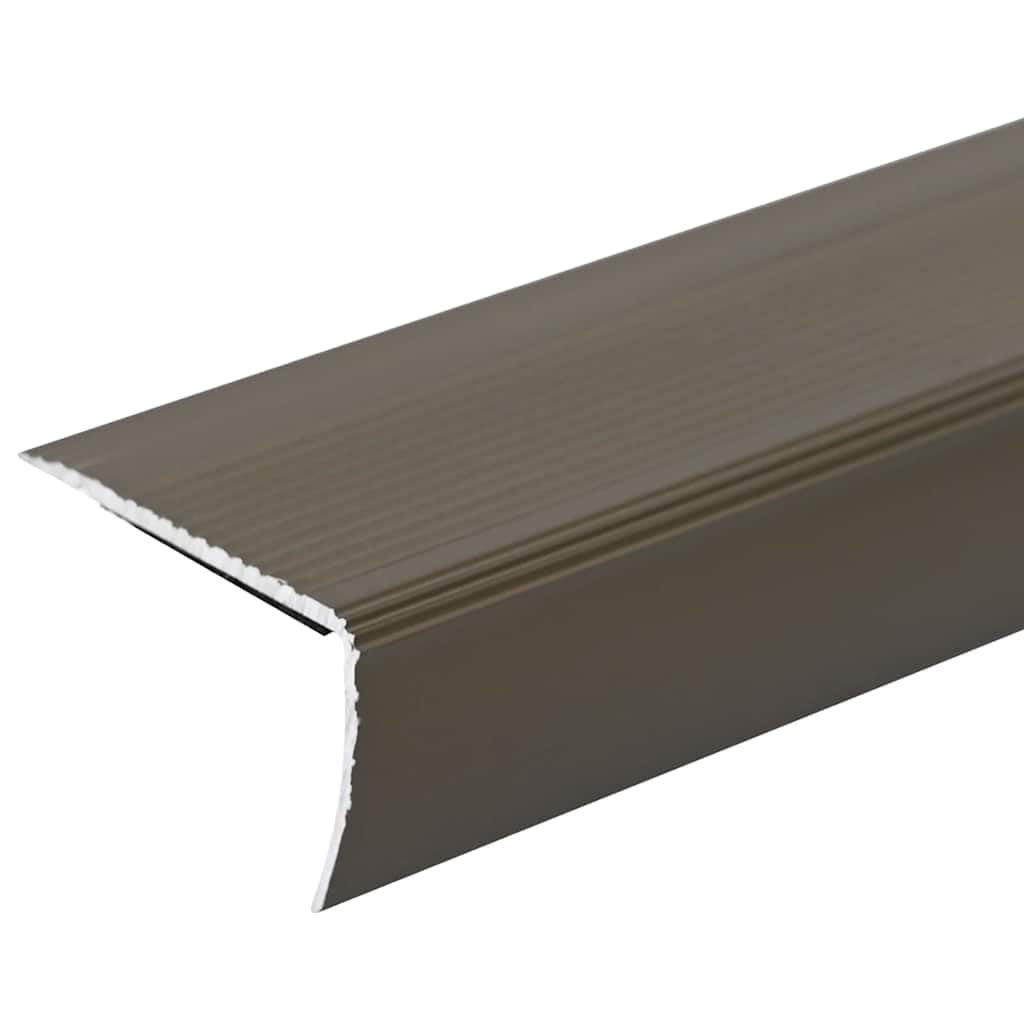 Profile schodowe, 10 sztuk, brązowe, aluminiowe, 67 x 3 x 2 cm, z antypoślizgową wkładką do schodów wewnętrznych, schodów do piwnicy, korytarza i remontu
