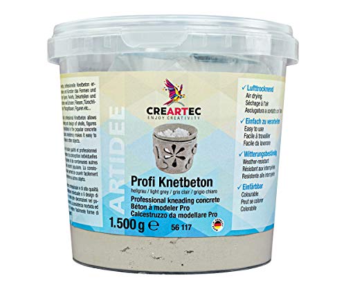 CREARTEC Knetbeton lufttrocknend 1500g - Beton zum Modellieren & Basteln - für Schalen, Figuren & Deko - wetterfest, formbar, einfärbbar - ideal für kreative Betonoptik-Projekte - Made in Germany