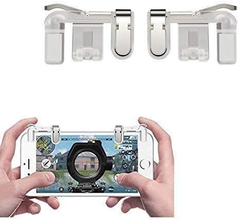 Pithadai Group Mobile Game Controller, Gamers Yard Sensitive Triggers for PUBG/Knives Out/Rules of Survival L1R1 Joysticks Gamepad for Android iOS Phones Transparent (Metal)