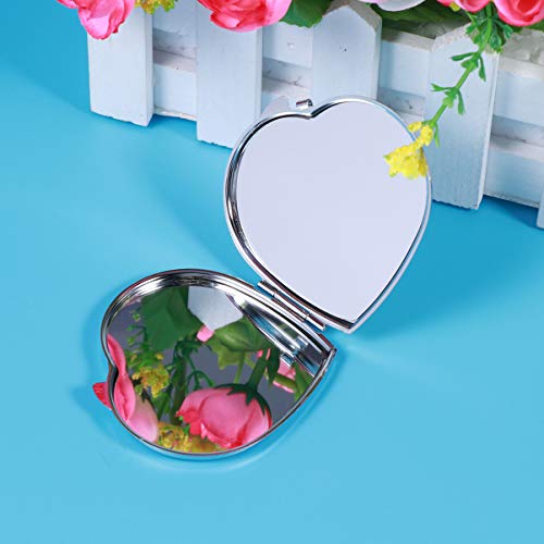 Espejo compacto doble cara en forma de corazón portátil miniatura 2