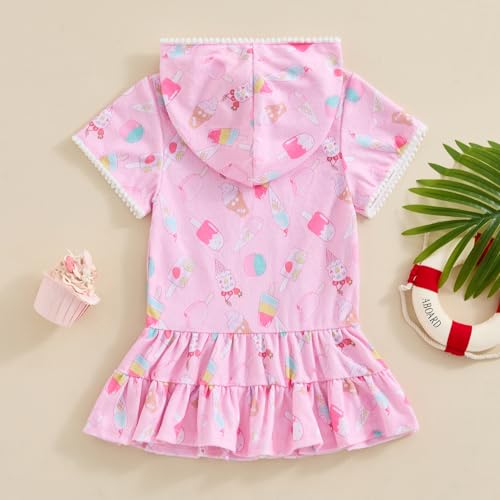 Kids Baby Girl Zip Up Hooded Swim Terry Cover Up Short Sleeve Swimuit Beach Coverups Dress Warp Bathrobe3