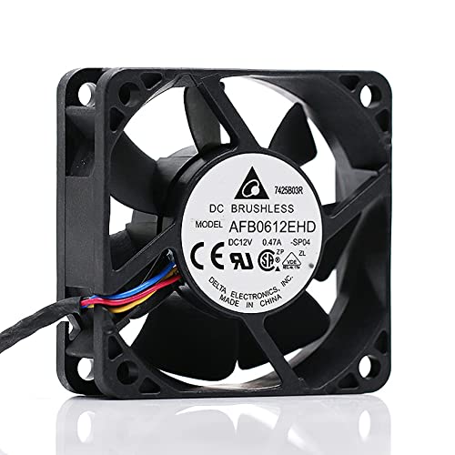 bersudut view of the Delta AFB0612EHD fan, showing the side profile and fan blades.