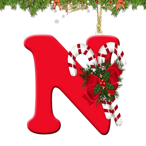 26 Letter Ornaments Christmas Tree Decoration Personalized Christmas Letter Tree Hanging Pendant Xmas Alphabet for DIY Craft Ornaments(N)