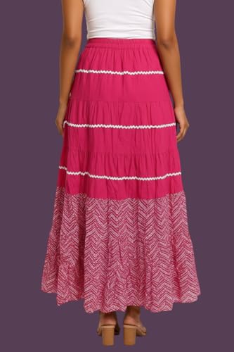 Image of Premium Long Skirt | Stylish Long Crushed Cotton & Unique Prints | Floor Length Skirt for Women | Elastic Waist Premium Maxi Skirt - Comfortable Casual Wear