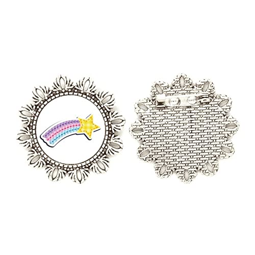 Broche de plata espacial con relieves de meteoritos y alienígenas con cierre seguro