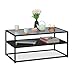 Produktbild Relaxdays, schwarz Couchtisch, Ablage aus MDF, Glas & Metall, modernes Design, edler Wohnzimmertisch, HBT 42x90x50 cm, 42 x 90 x 50 cm
