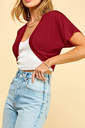 Image of Lock and Love Women's Versatile Open Front Lightweight Short Sleeve Bolero Shrug