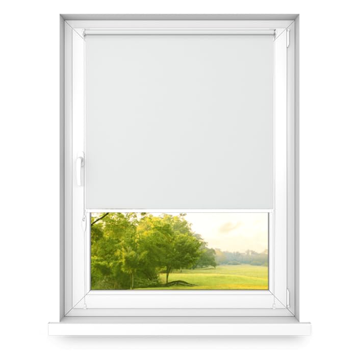 time4blinds – Blackout Blind Without Drilling – No Drill Blinds for Windows, Blinds Window – 3 Mounting Methods, Silver Thermal Coating – Arctic White, 800x2500mm, Right Pull