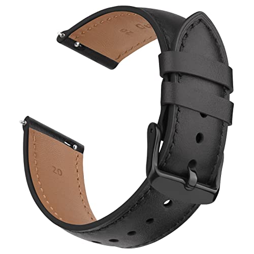 Vancle Quick Release Genuine Leather Watch Band 20mm 22mm Watch Strap, Top Grain Leather Watch bands for Men Women