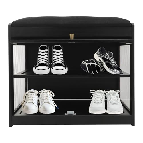 YNAADYH Banc à chaussures avec assise, armoire à chaussures, banc de penderie, banc à chaussures, 50/70 cm, banc à chaussures avec coussin, porte-chaussures pour chambre à coucher, couloir, salon, max