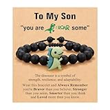 ORISPRE To My Son Bracelet Gifts from Mom Dad Kids Boys Valentines Day Gifts for Son 3 5 7 4 6 8 Year Old Boy Birthday Dinosaur Decorations