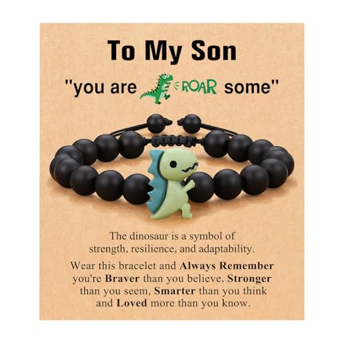 Image of Dinosaur Bracelet for Son /Grandson /Nephew /Brother on Valentines /Christmas /Birthday Graduation