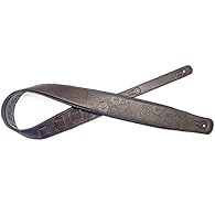 Padded leather style guitar strap Mexican sugar skull design Very comfortable Dark Brown finish Superb Quality
