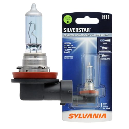 SYLVANIA - H11 SilverStar - High Performance Halogen Headlight Bulb, High Beam, Low Beam and Fog Replacement Bulb, Brighter Downroad with Whiter Light (Contains 1 Bulb)