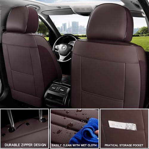 Image of MINGBRON Car Seat Covers,Car Seat Protector Waterproof,Seat Covers Full Set, Car Seat Protectors,Automotive Seat Covers Fit for Most Cars Brown