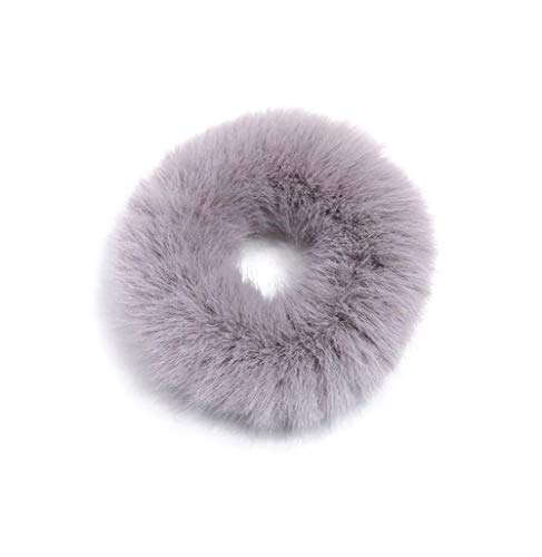 4 Pcs Faux Rabbit Hair Scrunchies Fluffy Plush Elastic Hair Bands Scrunchy Ties Ropes Scrunchie for Women or Girls Hair Accessories Hair Polytailer (Color Random)