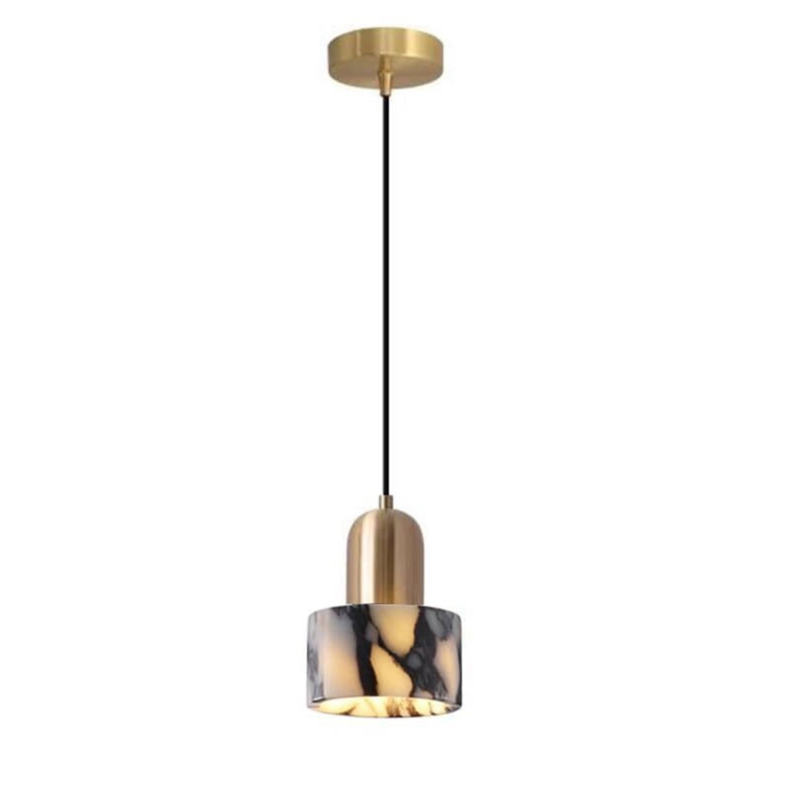 KHUKHU Marble Pendant Light, Modern Hanging Lamp with Alabaster Shade, Pendant Lights Kitchen Island, Pendant Light Fixtures for Bedroom, Living Room(Grey)