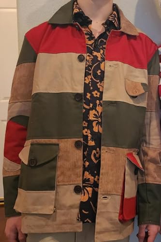 My Party Shirt Raoul Duke Patchwork Style Field Jacket - Canvas Multicolor 60s Safari Coat - Las Vegas Movie Costume Hunter2