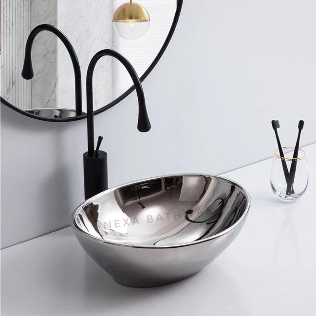 Nexa Bathware Impoarted Ceramic Wash Basin | Luxurious Wash basin Table Top Bathroom Sink WashBasin SLIVER Colour With High Temprature (16 x 13 x 6 INCH) NC821 (B0BQBVD97J) Amazon Price History, Amazon Price Tracker
