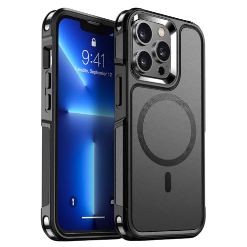 SUPFINE Magnetic for iPhone 13 Pro Case (Compatible with MagSafe) (10 FT Military Grade Drop Protection) Shockproof Phone Case, Black