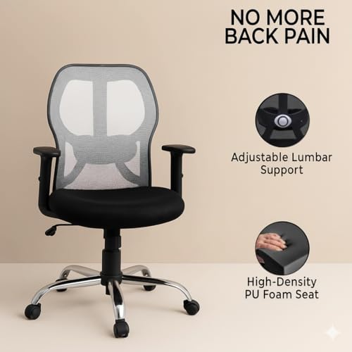 Image of Lakdi The Furniture Ergonomic High Back Office Chair with Adjustable Height, Mesh Back, Armrest & Tilt Lock-Comfortable Swivel & ExecutiveChair for Home & Office Work- SSL-885